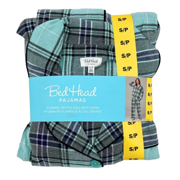 Bed Head Women's Blue & Grey Plaid Pyjama Set: 2 Pieces / Various Sizes - Picture 1 of 3